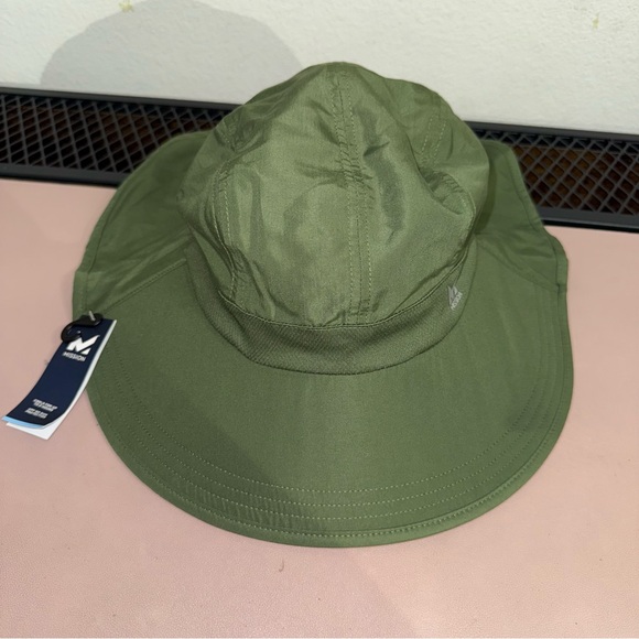 Mission Sun Defender Cooling Hat Neck Guard Flap Wide Brim UPF 50 Olive Green - Picture 2 of 9
